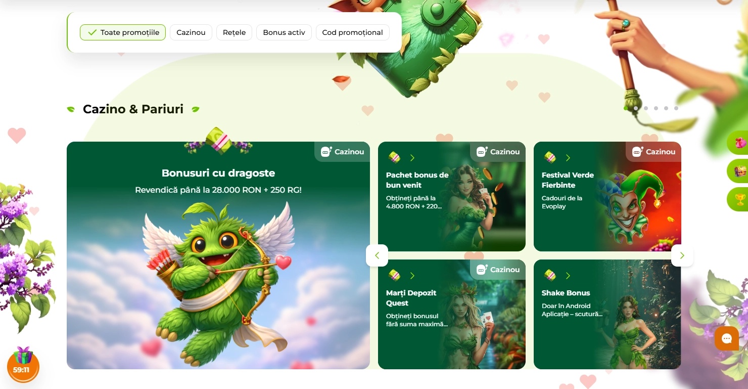 Bonusurile Oferite de Clubul Verde Casino